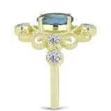 Inel din Argint 925 Placat cu Aur ( 3.65 grame ) cu Labradorit și Topaz Alb 2.9 Carate