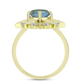 Inel din Argint 925 Placat cu Aur ( 4.08 grame ) cu Labradorit și Topaz Alb 1.57 Carate