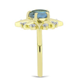 Inel din Argint 925 Placat cu Aur ( 4.08 grame ) cu Labradorit și Topaz Alb 1.57 Carate