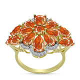 Inel din Argint 925 Placat cu Aur ( 4.89 grame ) cu Piatra Soarelui Oregon și Topaz Alb 5.76 Carate