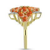 Inel din Argint 925 Placat cu Aur ( 4.89 grame ) cu Piatra Soarelui Oregon și Topaz Alb 5.76 Carate