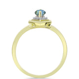 Inel din Argint 925 Placat cu Aur ( 2.65 grame ) cu Labradorit și Topaz Alb 0.64 Carate