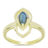 Inel din Argint 925 Placat cu Aur ( 2.65 grame ) cu Labradorit și Topaz Alb 0.64 Carate