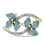 Inel din Argint 925 Placat cu Aur ( 2.95 grame ) cu Labradorit și Topaz Alb 1.26 Carate
