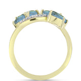 Inel din Argint 925 Placat cu Aur ( 2.95 grame ) cu Labradorit și Topaz Alb 1.26 Carate