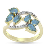 Inel din Argint 925 Placat cu Aur ( 2.95 grame ) cu Labradorit și Topaz Alb 1.26 Carate