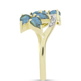 Inel din Argint 925 Placat cu Aur ( 2.95 grame ) cu Labradorit și Topaz Alb 1.26 Carate