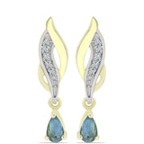 Cercei din Argint 925 Placat cu Aur ( 2.61 grame ) cu Labradorit și Topaz Alb 0.5 Carate