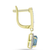 Cercei din Argint 925 Placat cu Aur ( 3.19 grame ) cu Labradorit și Topaz Alb 2.05 Carate