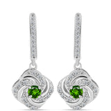 Cercei din Argint 925 ( 5.65 grame ) cu Cromdiopsid și Topaz Alb 0.97 Carate