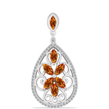 Pandantiv din Argint 925 ( 4.54 grame ) cu Citrin Madeira și Topaz Alb 1.82 Carate