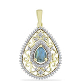 Pandantiv din Argint 925 Placat cu Aur ( 2.92 grame ) cu Labradorit și Topaz Alb 1.29 Carate