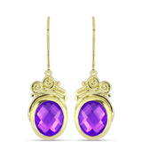 Cercei din Argint 925 Placat cu Aur ( 5.07 grame ) cu Agat Violet 5.8 Carate