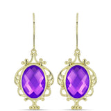 Cercei din Argint 925 Placat cu Aur ( 5.92 grame ) cu Agat Violet 9.7 Carate