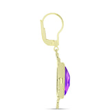 Cercei din Argint 925 Placat cu Aur ( 5.92 grame ) cu Agat Violet 9.7 Carate