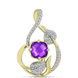 Pandantiv din Argint 925 Placat cu Aur ( 2.3 grame ) cu Agat Violet și Topaz Alb 1.51 Carate