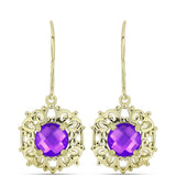 Cercei din Argint 925 Placat cu Aur ( 3.61 grame ) cu Agat Violet 2.49 Carate
