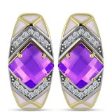 Cercei din Argint 925 Placat cu Aur ( 4.99 grame ) cu Agat Violet și Topaz Alb 2.39 Carate