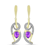 Cercei din Argint 925 Placat cu Aur ( 6.02 grame ) cu Agat Violet și Topaz Alb 1.83 Carate