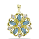 Pandantiv din Argint 925 Placat cu Aur ( 2.69 grame ) cu Labradorit și Topaz Alb 1.51 Carate