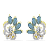 Cercei din Argint 925 Placat cu Aur ( 3.87 grame ) cu Labradorit și Topaz Alb 2.67 Carate
