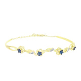 Brățară din Argint 925 Placat cu Aur ( 8.66 grame ) cu Diamant Albastru și Topaz Alb 0.07 Carate
