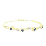 Brățară din Argint 925 Placat cu Aur ( 8.66 grame ) cu Diamant Albastru și Topaz Alb 0.07 Carate