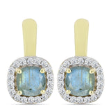 Cercei din Argint 925 Placat cu Aur ( 2.97 grame ) cu Labradorit și Topaz Alb 1.39 Carate