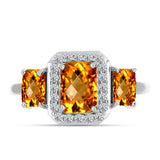 Inel din Argint 925 ( 2.7 grame ) cu Citrin Madeira și Topaz Alb 1.61 Carate