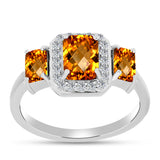 Inel din Argint 925 ( 2.7 grame ) cu Citrin Madeira și Topaz Alb 1.61 Carate
