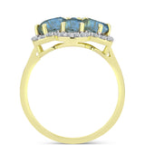 Inel din Argint 925 Placat cu Aur ( 3.35 grame ) cu Labradorit și Topaz Alb 2.9 Carate