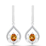 Cercei din Argint 925 ( 4.82 grame ) cu Citrin Madeira și Topaz Alb 1.69 Carate