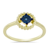 Inel din Argint 925 Placat cu Aur ( 2.49 grame ) cu Diamant Albastru 0.01 Carate
