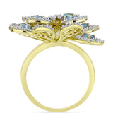 Inel din Argint 925 Placat cu Aur ( 9.79 grame ) cu Labradorit și Topaz Alb 4.57 Carate