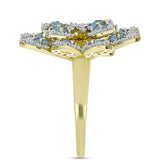 Inel din Argint 925 Placat cu Aur ( 9.79 grame ) cu Labradorit și Topaz Alb 4.57 Carate