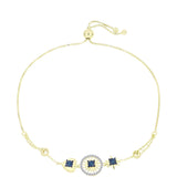 Brățară din Argint 925 Placat cu Aur ( 5.03 grame ) cu Diamant Albastru și Topaz Alb 0.2 Carate