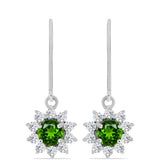 Cercei din Argint 925 ( 2.48 grame ) cu Cromdiopsid și Topaz Alb 1.87 Carate