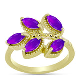 Inel din Argint 925 Placat cu Aur ( 3.37 grame ) cu Agat Violet 1.1 Carate