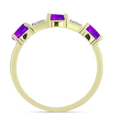 Inel din Argint 925 Placat cu Aur ( 1.92 grame ) cu Agat Violet și Topaz Alb 0.74 Carate