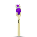 Inel din Argint 925 Placat cu Aur ( 1.92 grame ) cu Agat Violet și Topaz Alb 0.74 Carate
