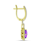 Cercei din Argint 925 Placat cu Aur ( 4.66 grame ) cu Agat Violet și Topaz Alb 2.37 Carate