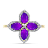 Inel din Argint 925 Placat cu Aur ( 3.07 grame ) cu Agat Violet și Topaz Alb 1.72 Carate