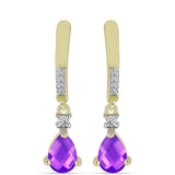 Cercei din Argint 925 Placat cu Aur ( 3.2 grame ) cu Agat Violet și Topaz Alb 1.47 Carate