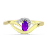 Inel din Argint 925 Placat cu Aur ( 1.86 grame ) cu Agat Violet și Topaz Alb 0.28 Carate