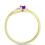 Inel din Argint 925 Placat cu Aur ( 1.86 grame ) cu Agat Violet și Topaz Alb 0.28 Carate