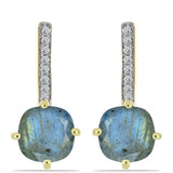 Cercei din Argint 925 Placat cu Aur ( 3.48 grame ) cu Labradorit și Topaz Alb 2.85 Carate