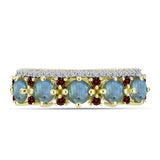 Inel din Argint 925 Placat cu Aur ( 3.64 grame ) cu Labradorit și Granat Barton 1.58 Carate