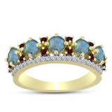 Inel din Argint 925 Placat cu Aur ( 3.64 grame ) cu Labradorit și Granat Barton 1.58 Carate