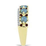 Inel din Argint 925 Placat cu Aur ( 3.64 grame ) cu Labradorit și Granat Barton 1.58 Carate
