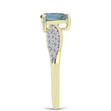 Inel din Argint 925 Placat cu Aur ( 2.24 grame ) cu Labradorit și Topaz Alb 1 Carate